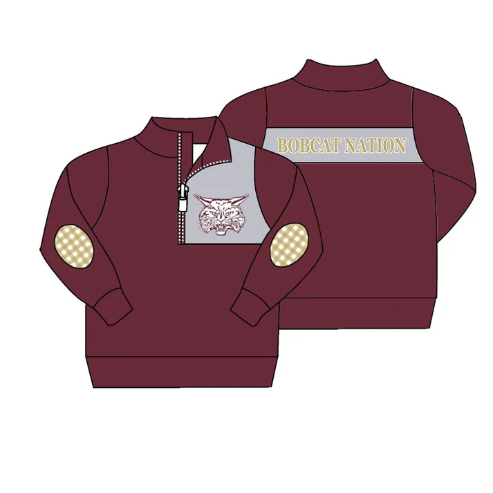 Custom Maroon plaid kids boys team pullover D 4.26