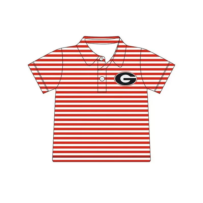 Custom red stripe G kids boys team polo shirt D 4.26