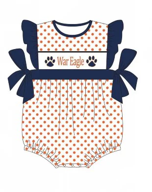Custom eagle polka dots baby girl team romper D 4.26