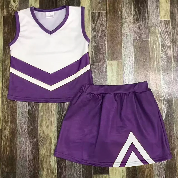 Custom sleeveless purple top skirt kids girls team outfits D 4.28