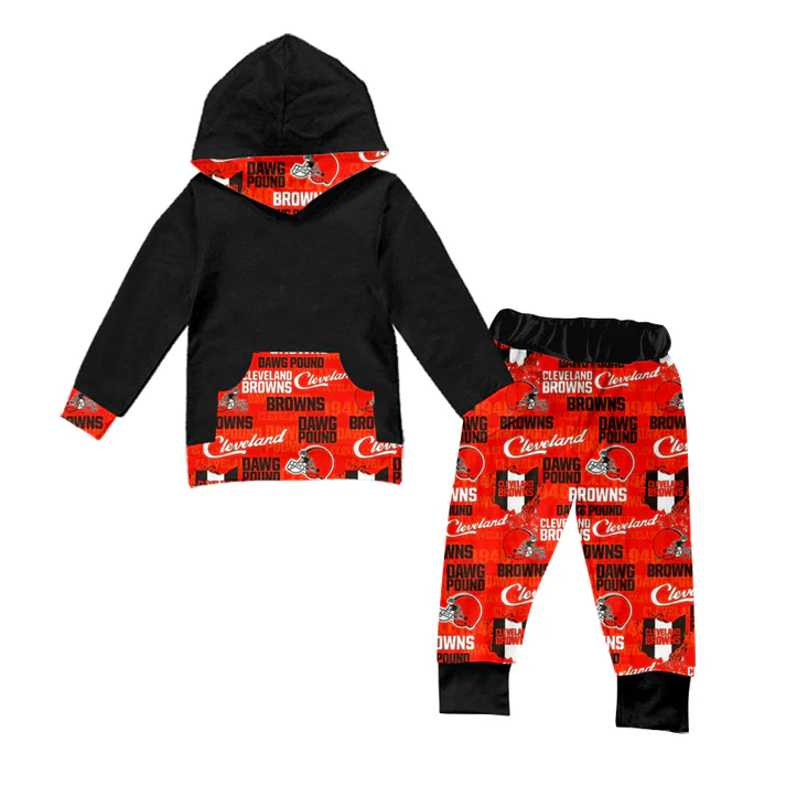 Custom Black B hoodie pants kids boy team clothes D 4.28