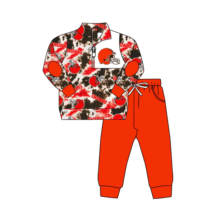 Custom orange tie dye pullover pants boys team outfits D 4.29