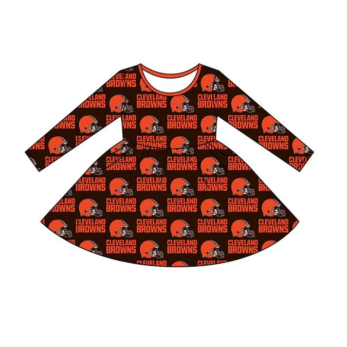 Custom long sleeves orange black girls team dress D 4.29