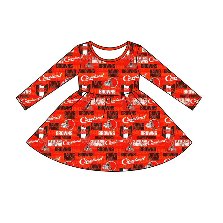 Custom long sleeves orange B girls team dress D 4.29