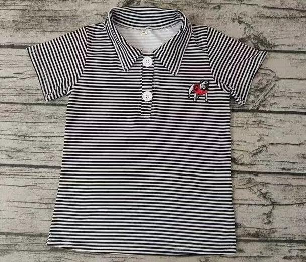 Custom black stripe dog short sleeves boys team polo shirt D 4.30