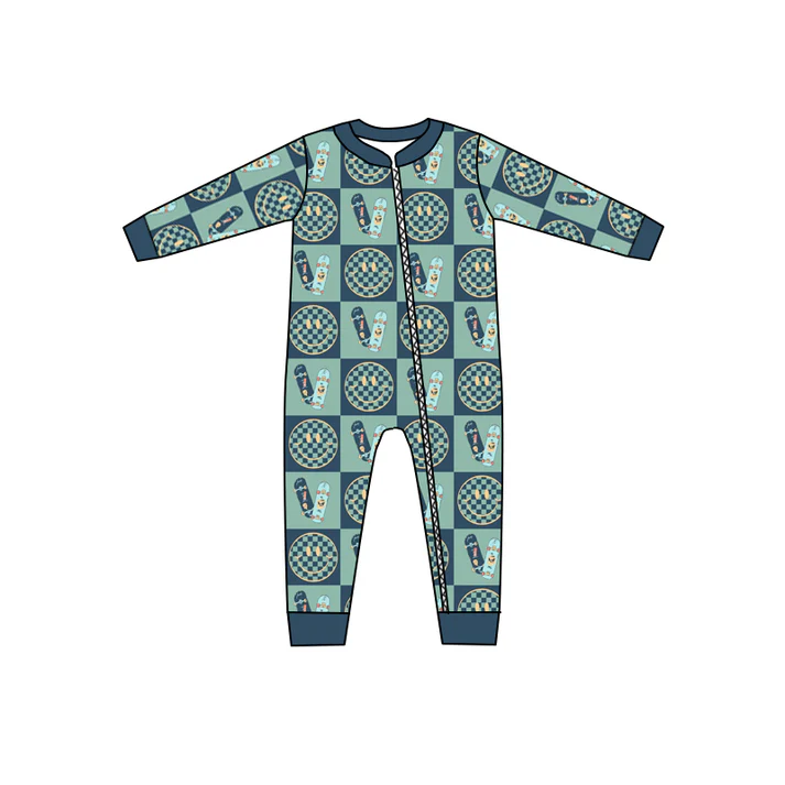 Custom Baby Kids Smile Long Sleeve Zip Rompers D 5.7