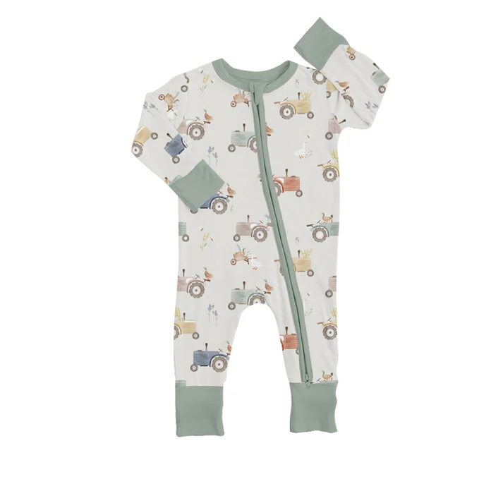 Custom Baby Boys Long Sleeve Duck Tractor Rompers D 5.10