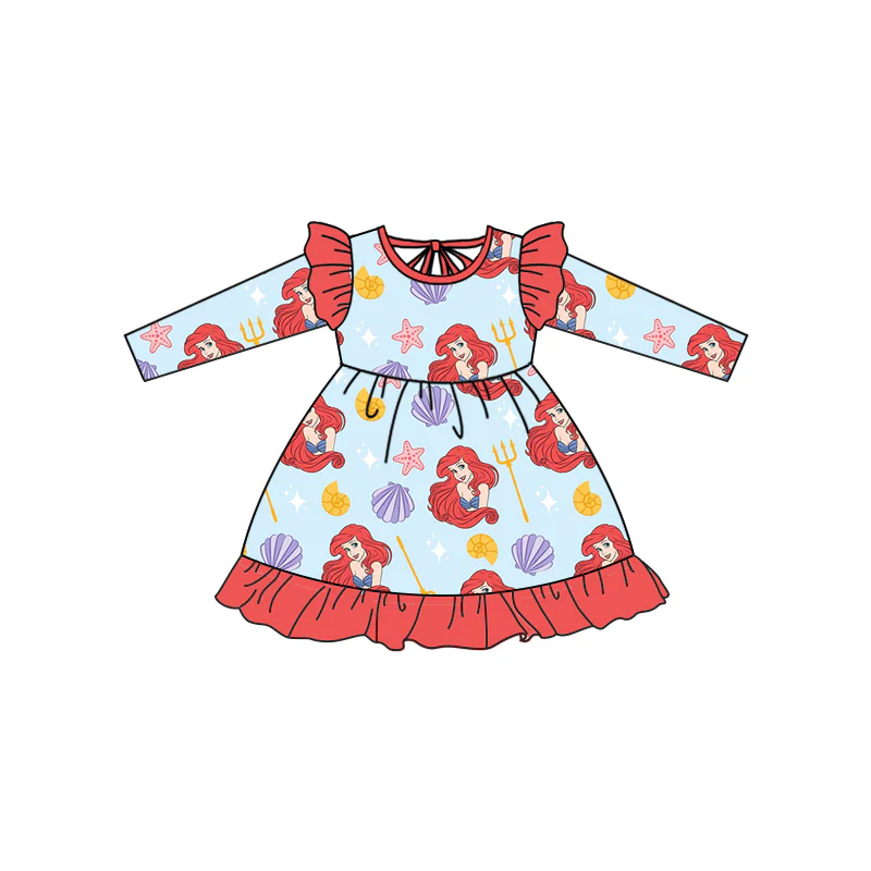 Custom Baby Girls Fish Mermaid Ruffle Dresses D 5.10