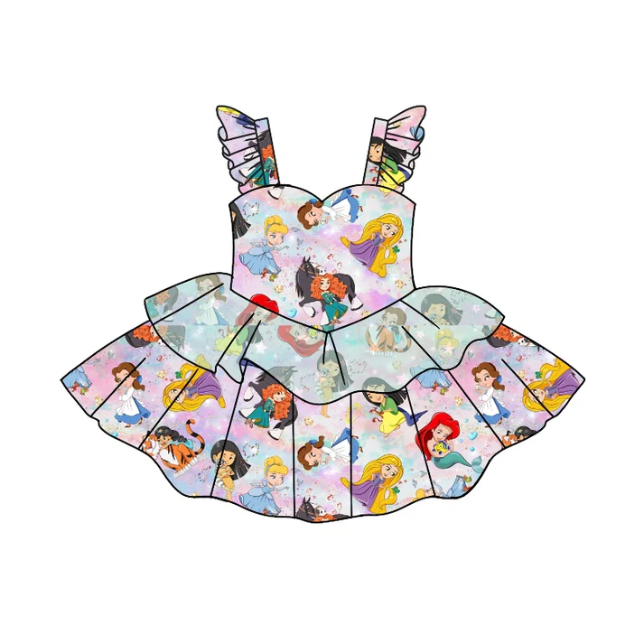 Custom Baby Girls Princess Ruffle Straps Dresses D 5.10