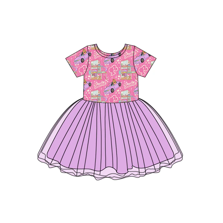 Custom Baby Girls Short Sleeve Dresses D 5.10