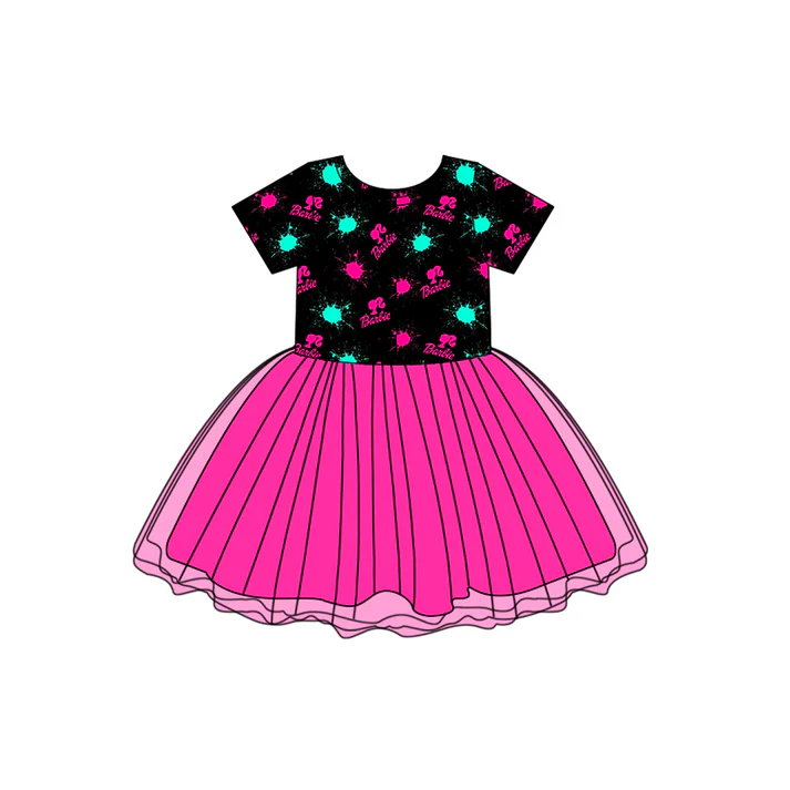 Custom Baby Girls Short Sleeve Dresses D 5.12