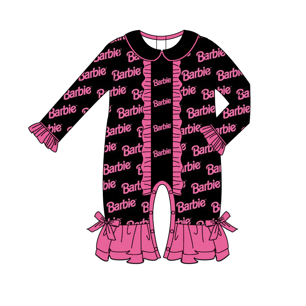 Custom Baby Kids Infant Pink Doll Ruffle Rompers D 5.12