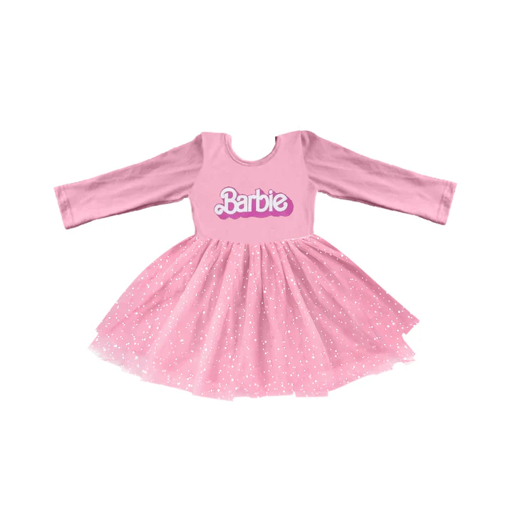 Custom Baby Girls Long Sleeve Doll Pink Sparkle Tutu Dresses D 5.12