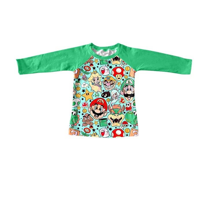 Custom Baby Boys Green Game Long Sleeve Shirts D 5.12