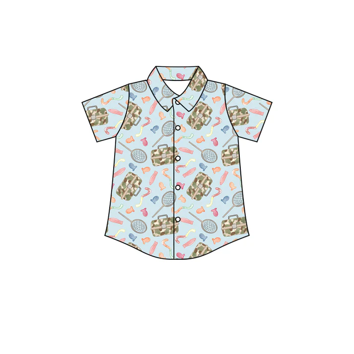 Custom Baby Boys Fishing Blue Top Shirts Tops D 5.12