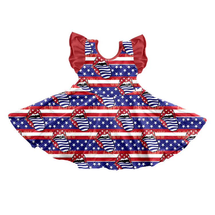 Custom Summer Baby Girls USA July 4th Twirl Dress D 5.17