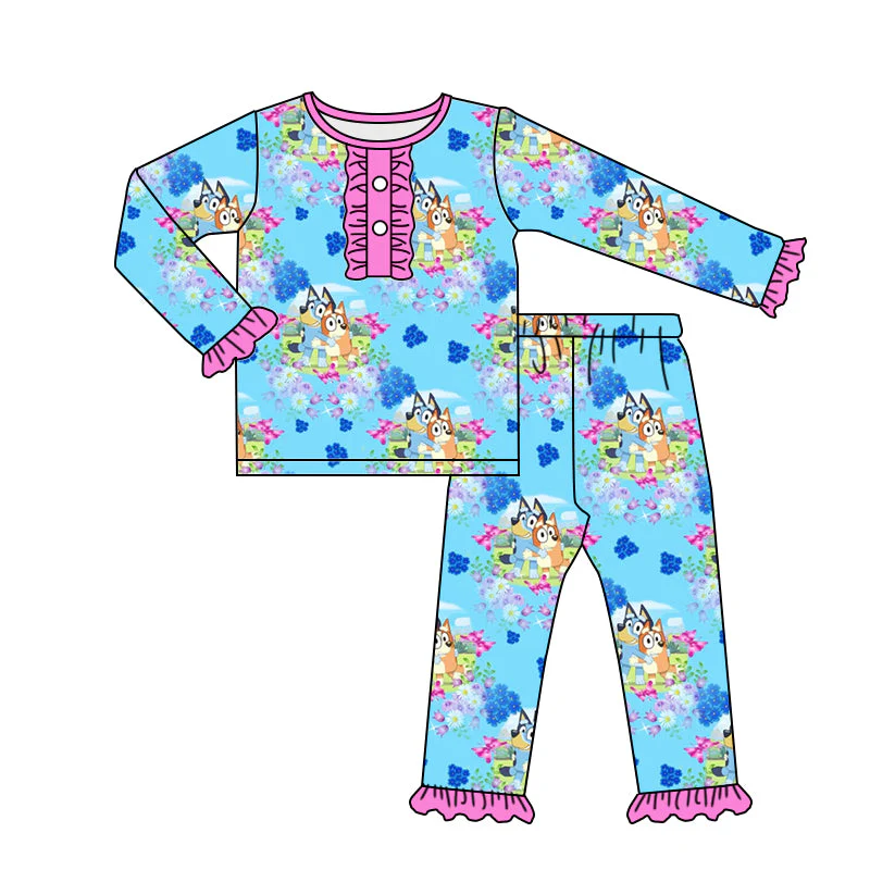 Custom Cartoon Dog Cute Girls Pajamas Set D 5.17