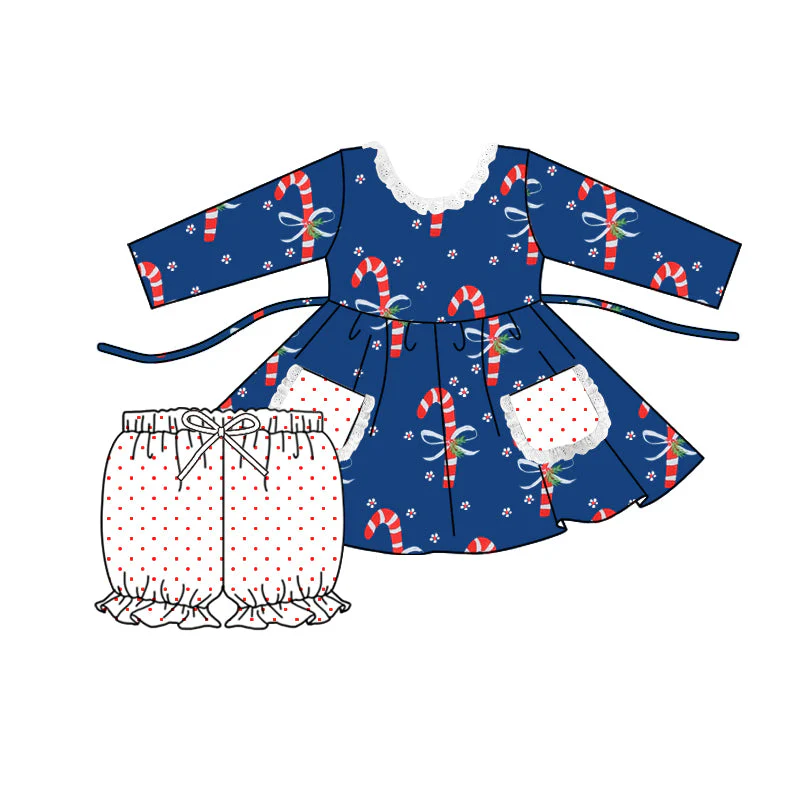 Custom Kids Girls Christmas Candy Cane Outfit With Pocket D 5.19