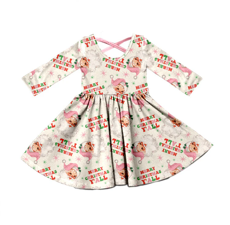 Custom Merry Christmas Y'all Kids Girls Dress D 5.19