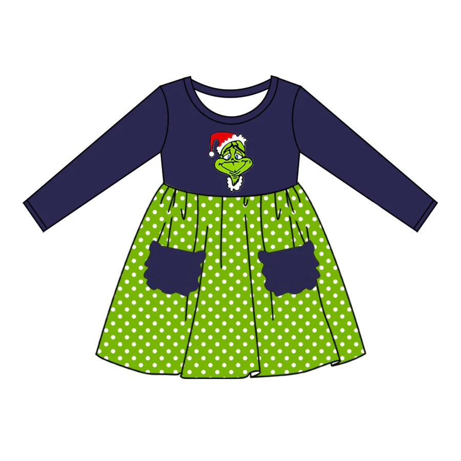 Custom Baby Girls Christmas Green Face Dress D 5.19
