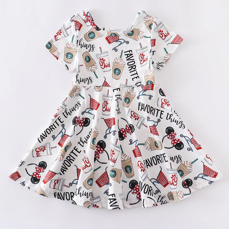 Custom Baby Girls Cartoon Mouse Short Sleeve Dress D 5.19