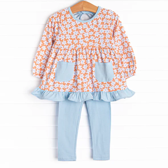 Custom Baby Girls Long Sleeves Elephant Lion Tunic Legging Pants Set D 5.2