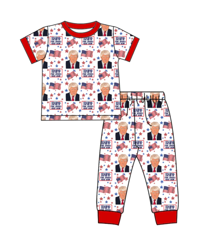 Custom Baby Boys Trump Short Sleeve Top Pants Pajama Set D 5.2