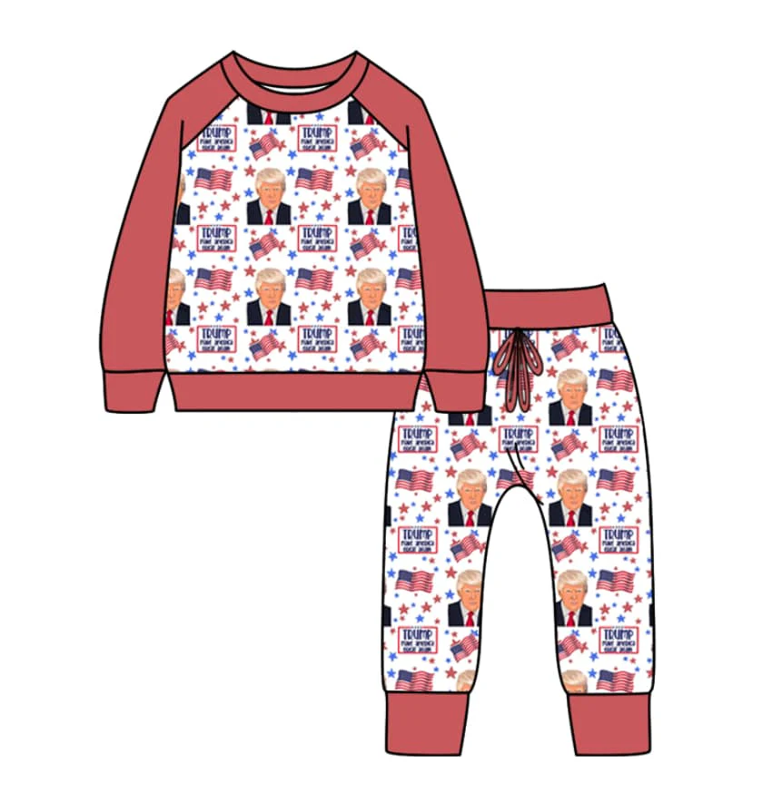 Custom Baby Boys Trump Long Sleeve Jogger Set D 5.2