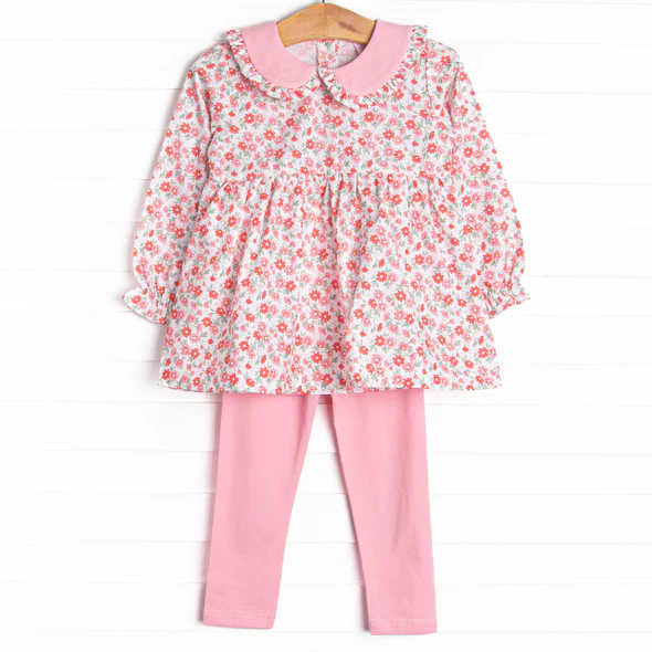 Custom Baby Girls Tea Pink Tunic Top Leggings Set D 5.3