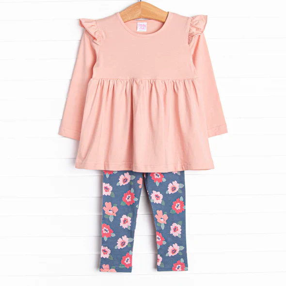 Custom Baby Girls Pink Top Floral Leggings Set D 5.3