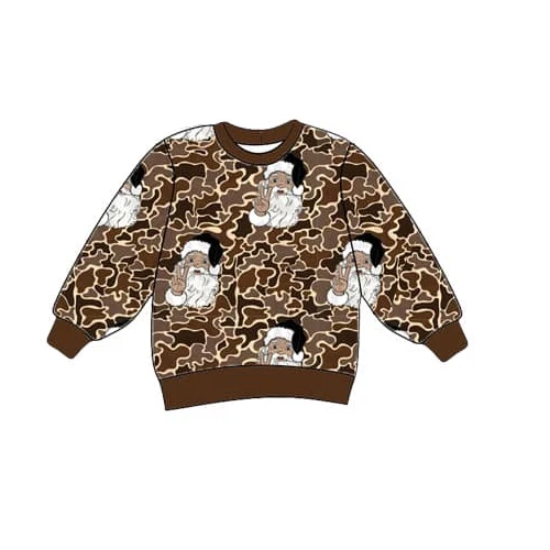 Custom Baby Boys Brown Camo Santa Long Sleeve Top D 5.20