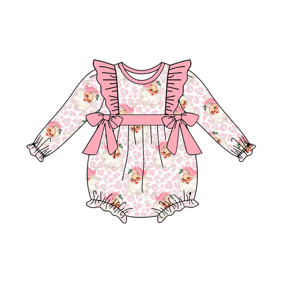 Custom Newborn Baby Girl Christmas Santa Pink Long Sleeve Romper D 5.20