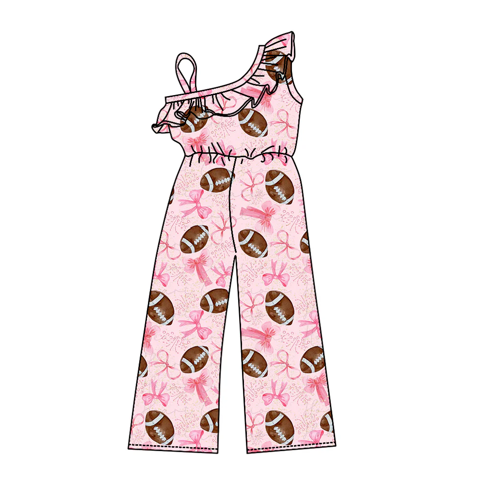 Custom Baby Girls Football Pink Bow Jumpsuitt D 5.21