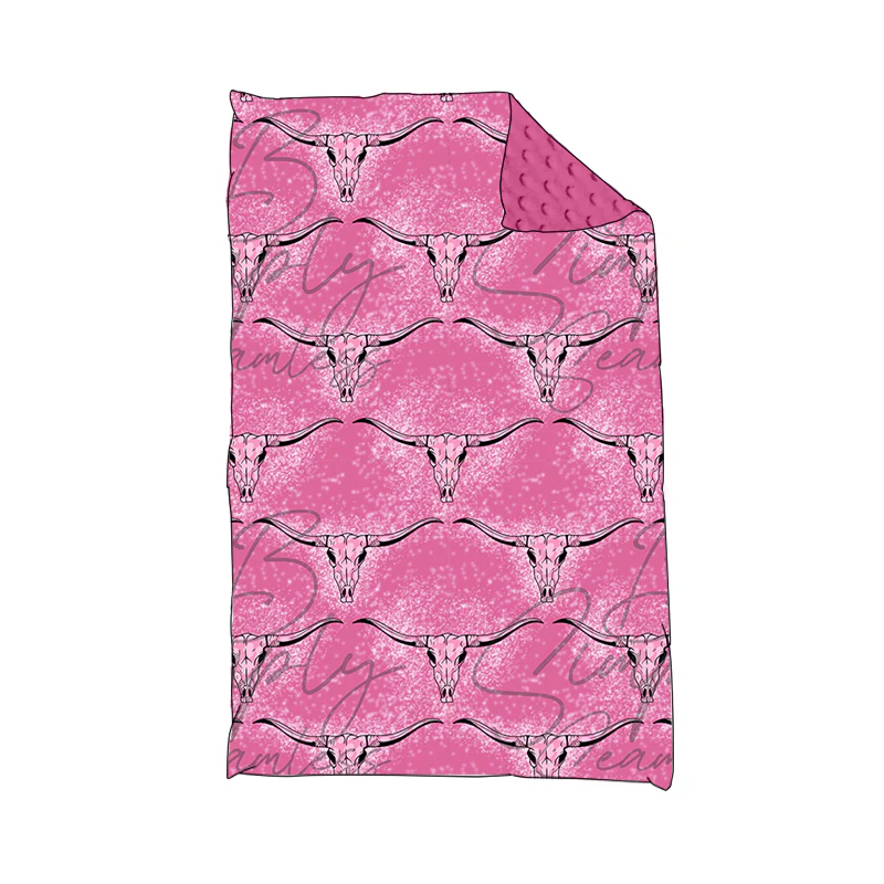 Custom Baby Western Cow Pink Blanket D 5.21