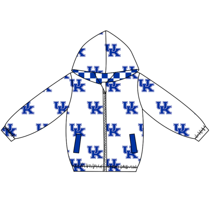 Custom moq 5 mix size milk silk summer team baby boys clothes blue hooded long sleeve top D 1018