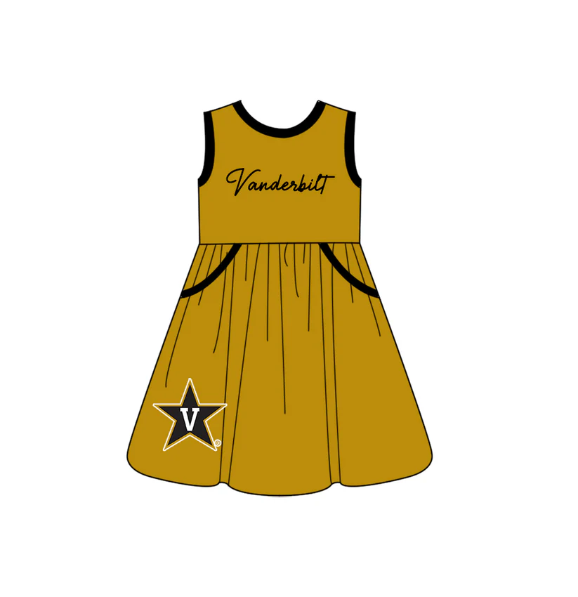 Custom moq 5 each style eta 6-8weeks baby girl clothes team sleeveless dress D 1018