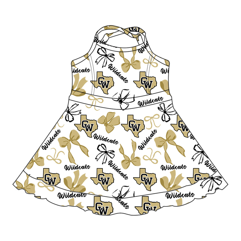 Custom Baby Girls Crowell Wildcats team dress D 8.9