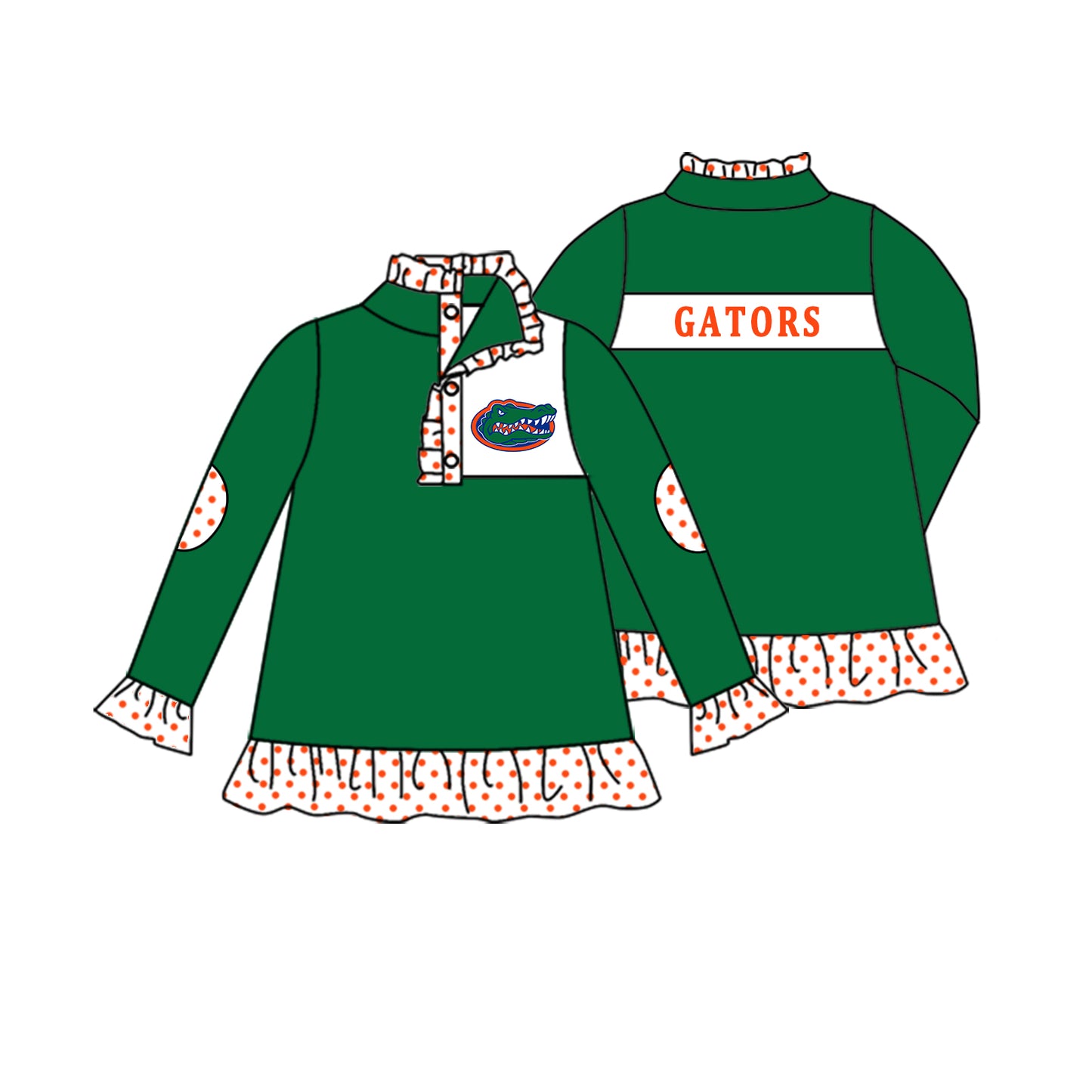 MOQ 5 Custom Baby Girls FLORIDA GATORS Checked Zipper Team Pullover Jackets Tops D 826