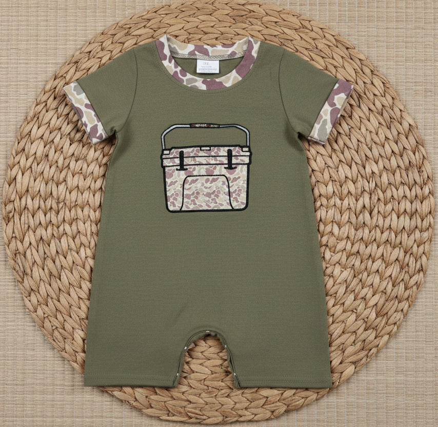 camo cooler embroidery boy romper