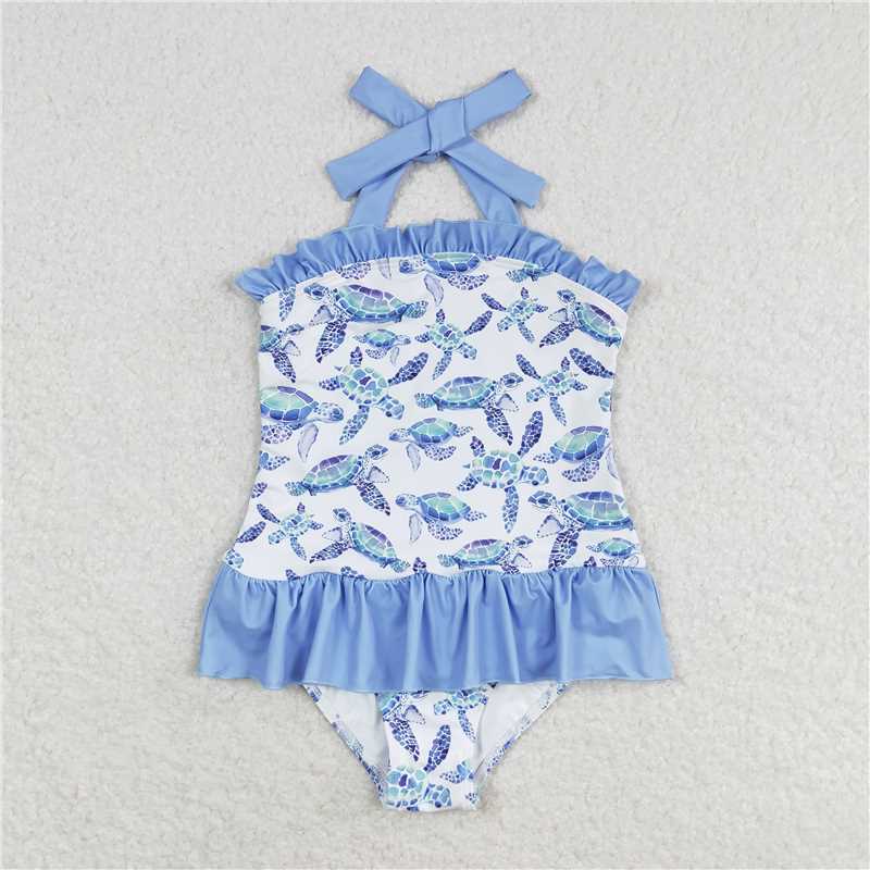 Match Baby Girls Boys Sibling Turtles Top Blue Summer Clothes Sets