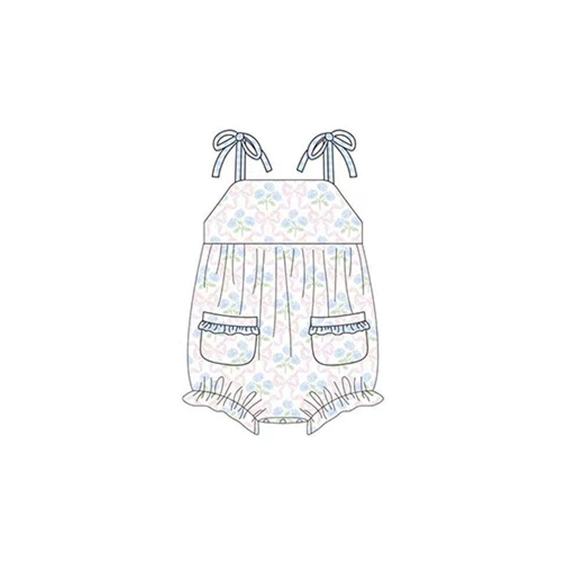 presale SSR1482 Blue floral pink bow pattern plaid lace tank top jumpsuit