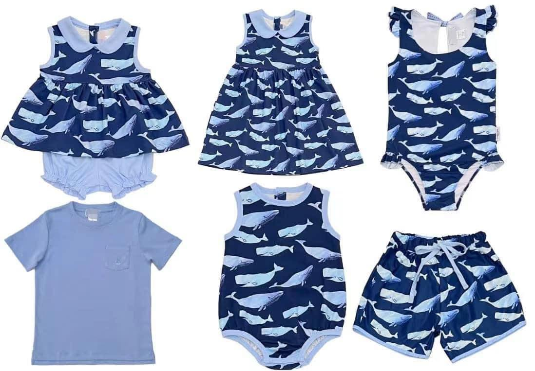 presale S0424 Shark navy blue swimming trunks