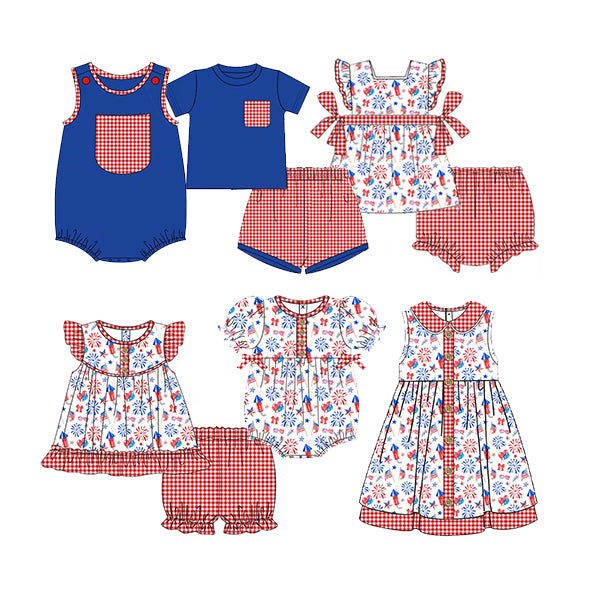 preorder SR1463 Red and white plaid pocket blue vest jumpsuit