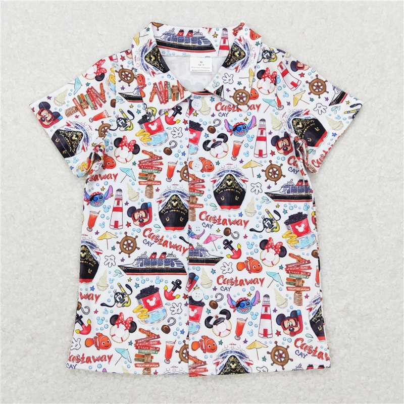 Match Boys Baby Girls Cartoon Mours Boat Shirt Dresses