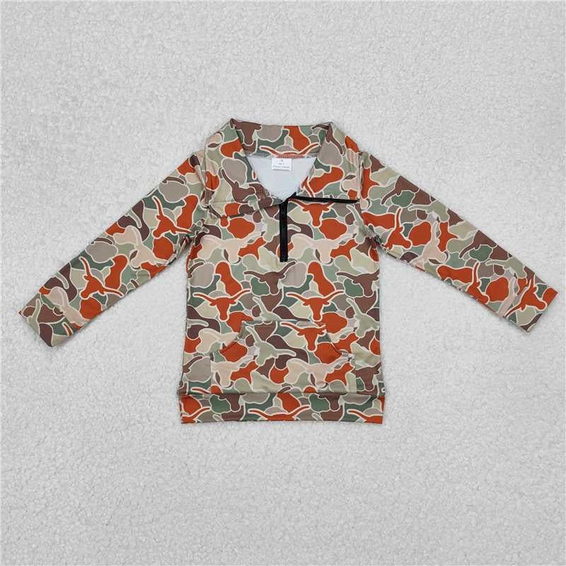 Sibling Baby Boys Long Sleeves Western Camo Aztec Pocket Half Zipper Pullovers Top D 820