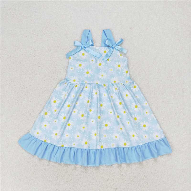 Match Baby Girls Daisy Flowers Bows Summer Sibling Dresses Clothes Sets