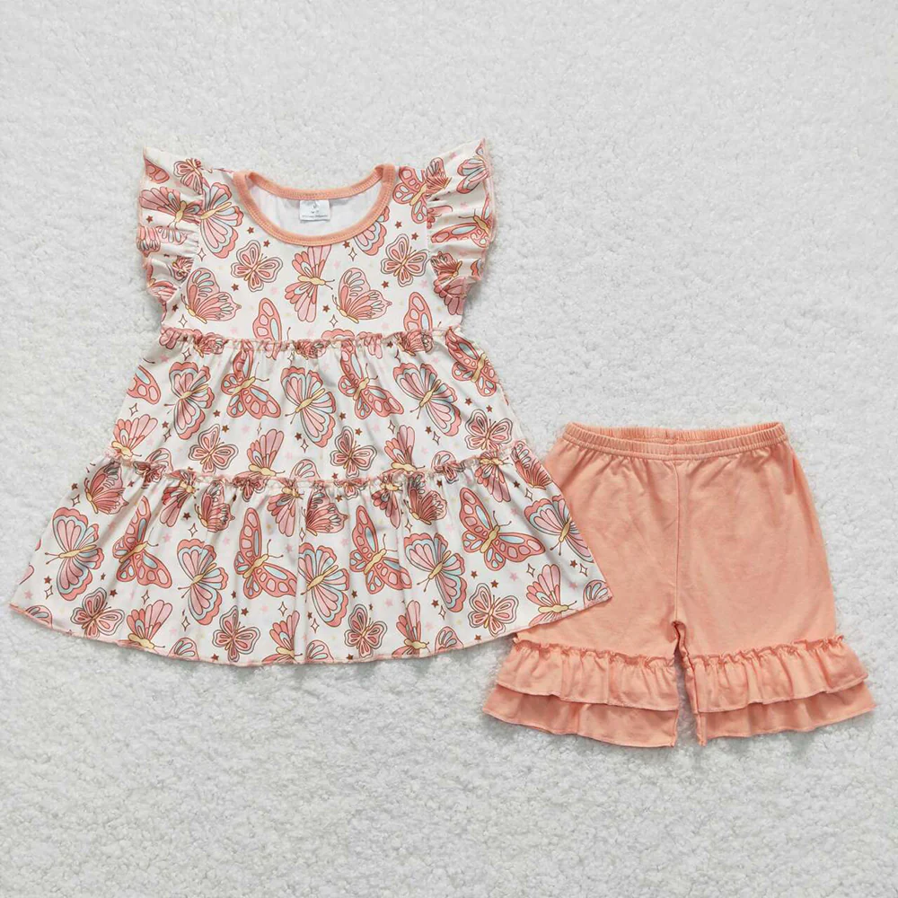 Match Baby Girls Flowers Tunic Shorts Summer Clothes Sets