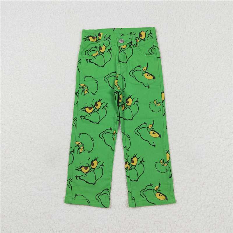 Family Sibling Christmas Green Frog Face Denim Bell Pants D 927