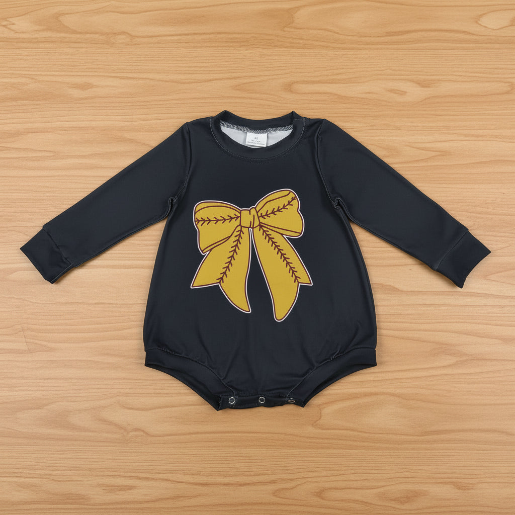 black long sleeve baseball coquette romper