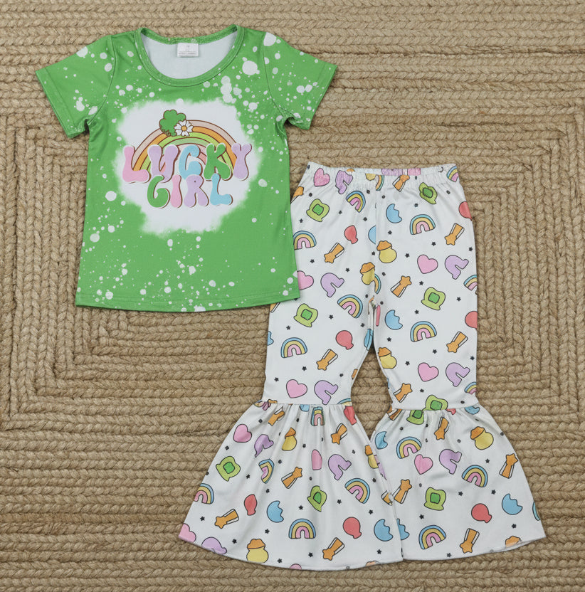 lucky girl st patrick rainbow bell bottom outfit